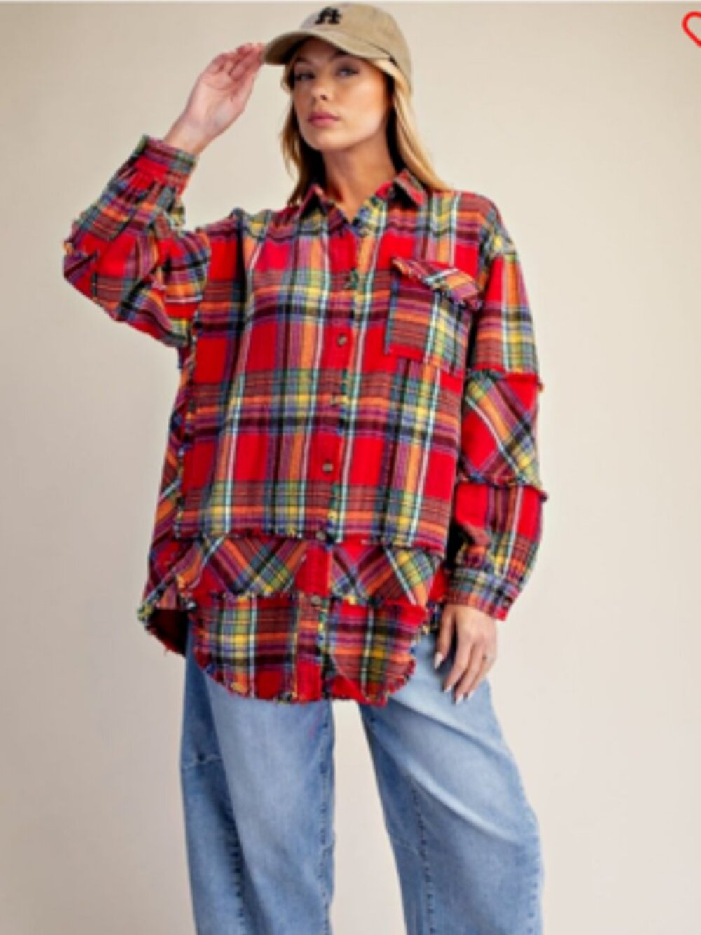 NWT Super Soft Easel Plaid Self Fray Button Down Shirt 100% Cotton - Picture 3 of 16